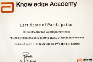 Dr. Swetha Ray certificate